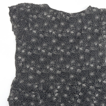 Monsoon Womens Black Geometric Viscose Basic Blouse Size 12 Round Neck