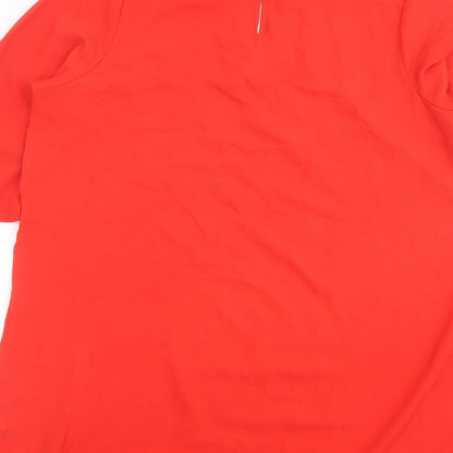 Be You Womens Red Polyester Basic Blouse Size 14 Round Neck