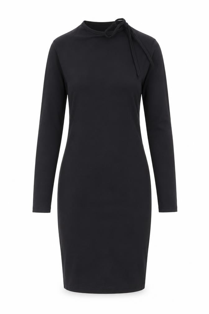 Boohoo Womens Black Polyester Bodycon Size 10 Round Neck Tie