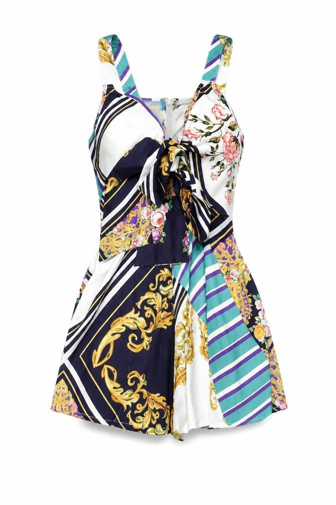 Missguided Womens Multicoloured Geometric Polyester Playsuit One-Piece Size 4 Zip