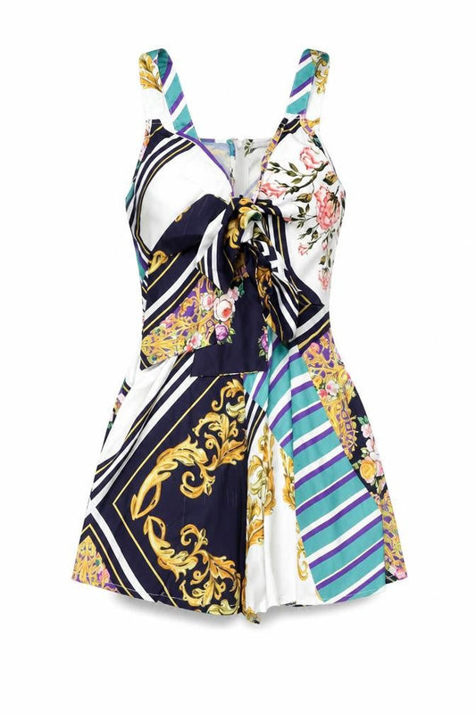 Missguided Womens Multicoloured Geometric Polyester Playsuit One-Piece Size 4 Zip