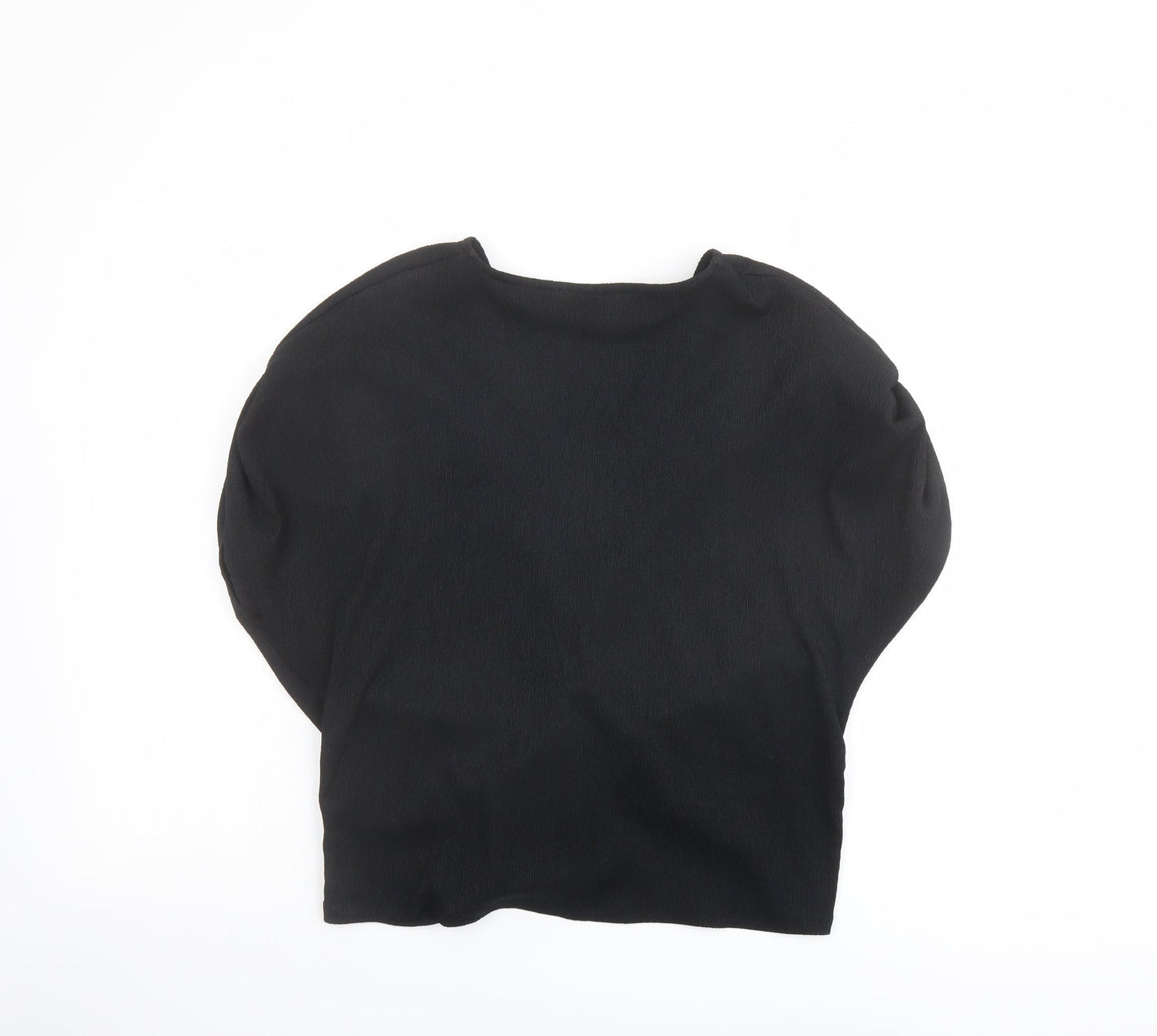 Marks and Spencer Womens Black Polyester Basic Blouse Size 14 V-Neck