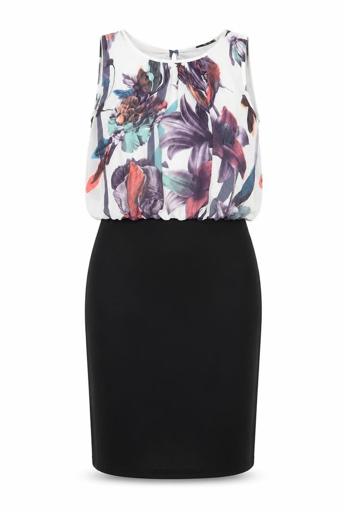 Quiz Womens Black Polyester Pencil Dress Size 14 Round Neck Pullover - Floral