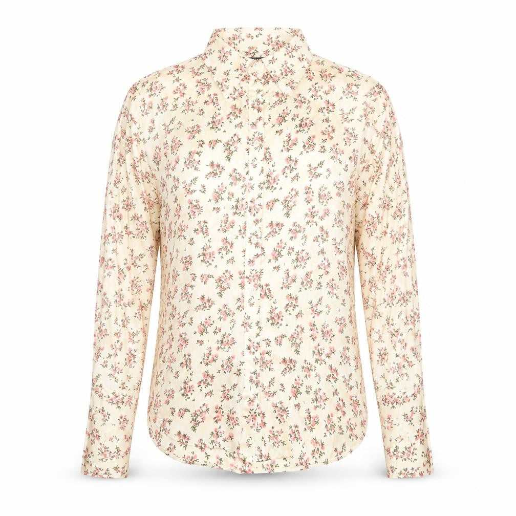Zara Womens Pink Floral Polyester Basic Button-Up Size XS Collared