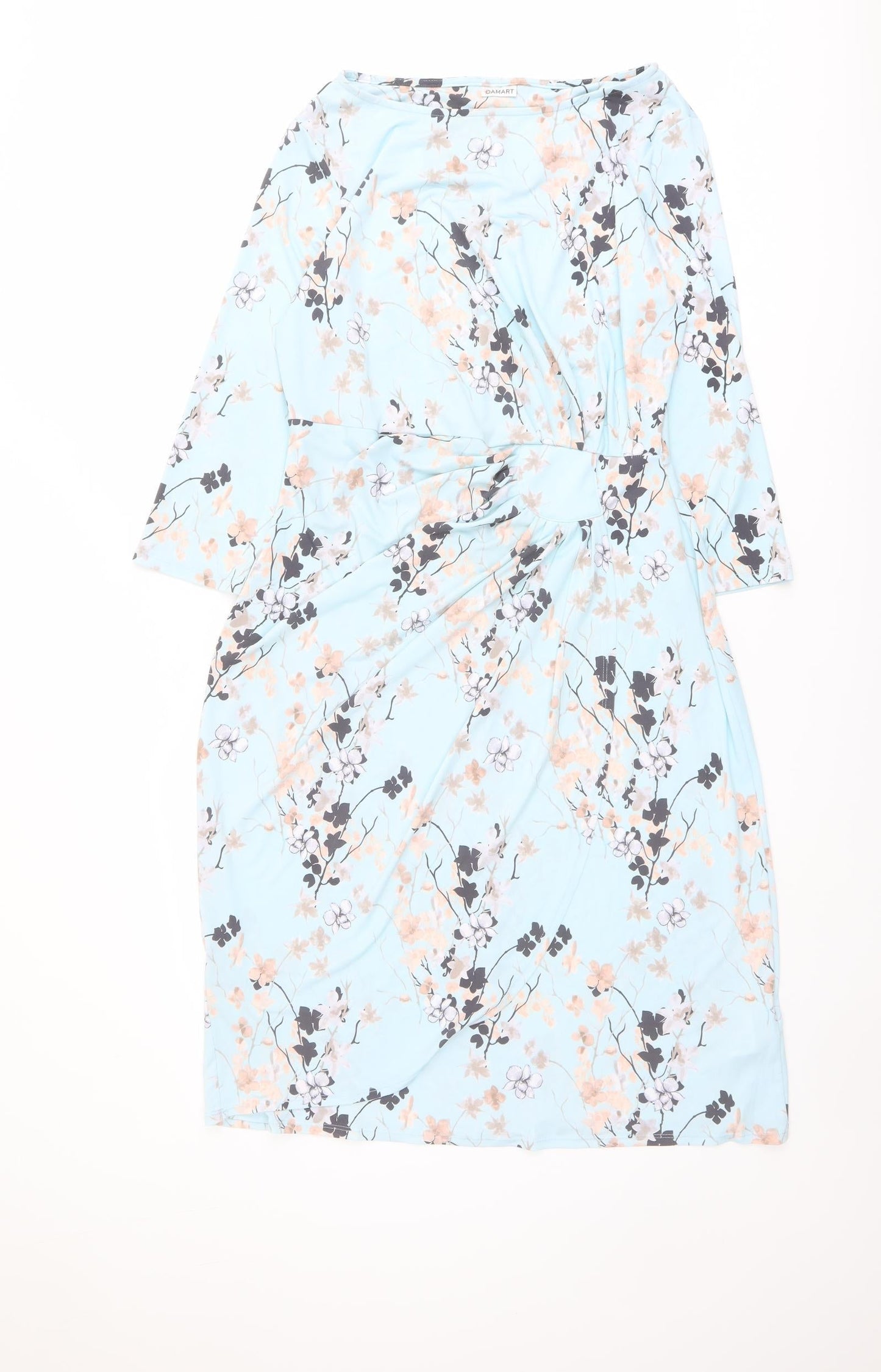 Damart Womens Blue Floral Polyester Pencil Dress Size 14 Boat Neck Pullover