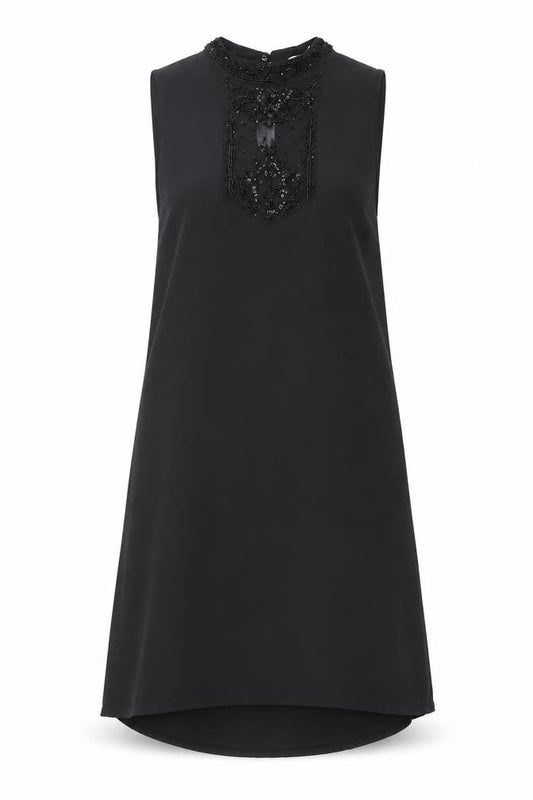 Zara Womens Black Polyester Shift Size XS Mock Neck Button - Mesh Detail