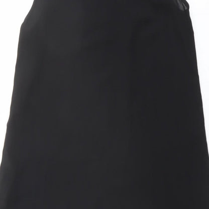 Zara Womens Black Polyester Shift Size XS Mock Neck Button - Mesh Detail