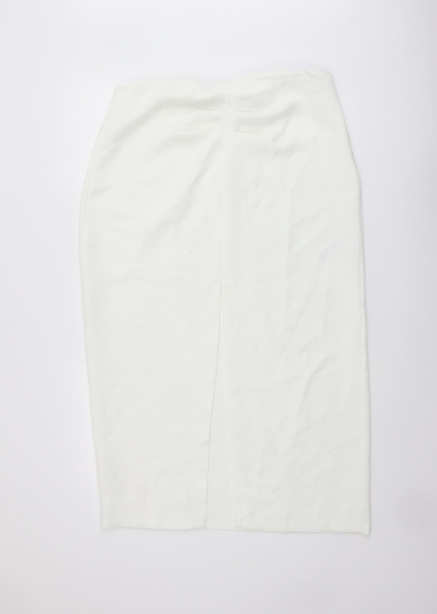Zara Womens Ivory Polyester Straight & Pencil Skirt Size L Zip