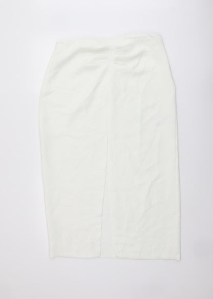 Zara Womens Ivory Polyester Straight & Pencil Skirt Size L Zip