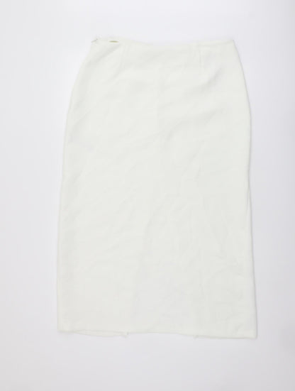 Zara Womens Ivory Polyester Straight & Pencil Skirt Size L Zip