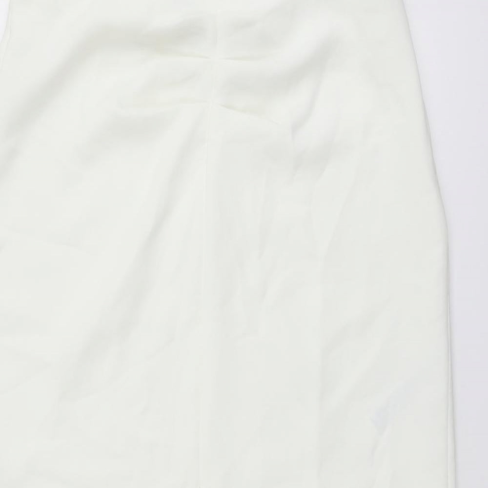 Zara Womens Ivory Polyester Straight & Pencil Skirt Size L Zip