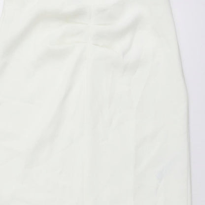 Zara Womens Ivory Polyester Straight & Pencil Skirt Size L Zip