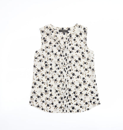 Paul Costelloe Womens Beige Polka Dot Polyester Basic Blouse Size 10 Henley
