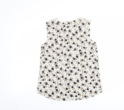 Paul Costelloe Womens Beige Polka Dot Polyester Basic Blouse Size 10 Henley