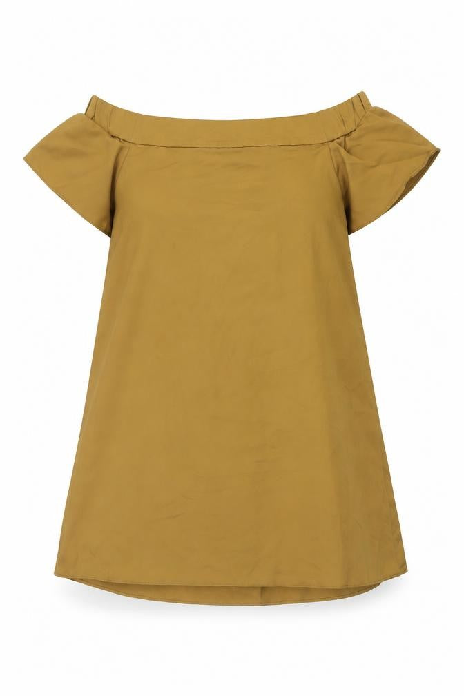 New Look Womens Brown Polyester Basic Blouse Size 10 Off the Shoulder