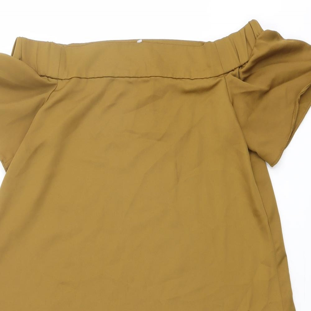 New Look Womens Brown Polyester Basic Blouse Size 10 Off the Shoulder