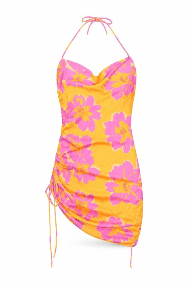 Bershka Womens Multicoloured Floral Polyester Mini Size L Halter Pullover