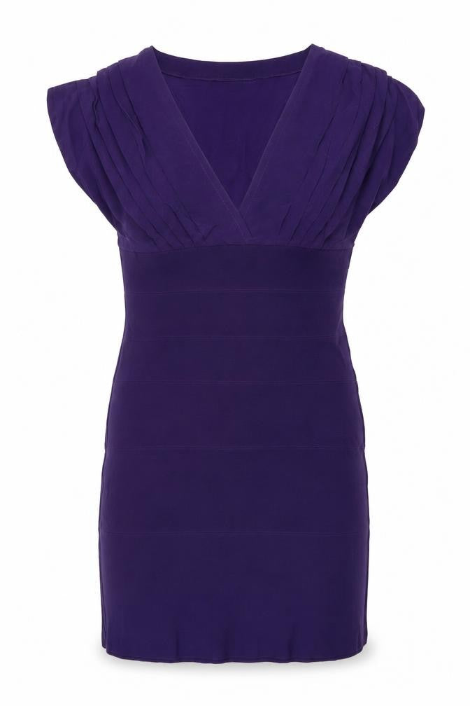 Oasis Womens Purple Viscose A-Line Size 14 V-Neck Zip