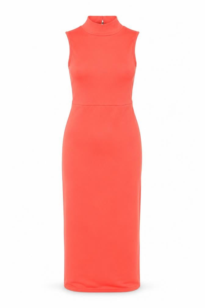 Public Desire Womens Orange Polyester Bodycon Size 6 Mock Neck Button