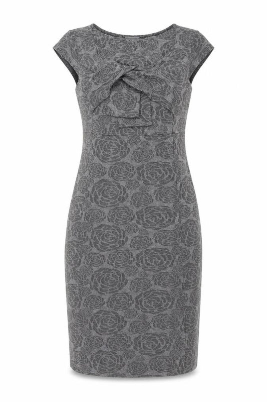 Per Una Womens Grey Floral Polyester Bodycon Size 14 Round Neck Pullover - Knot Detail