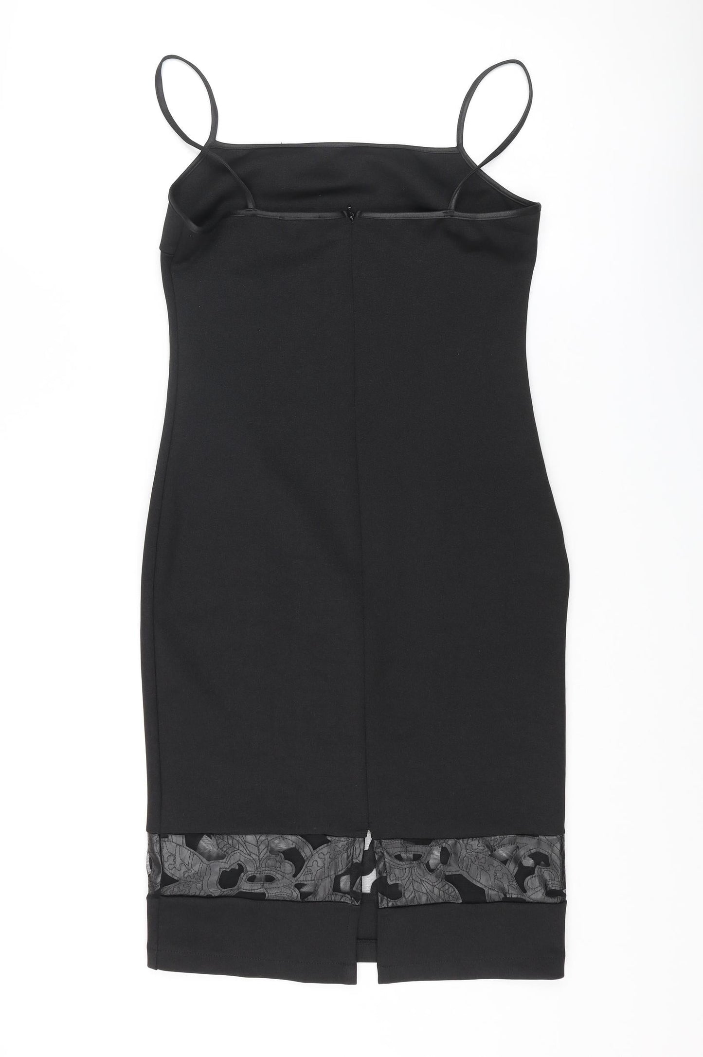 Amy Childs Womens Black Polyester Pencil Dress Size 12 Square Neck Zip