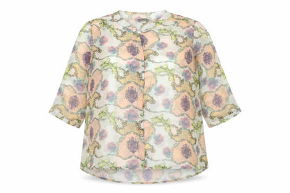 Marina Kaneva Womens Multicoloured Geometric Polyester Basic Button-Up Size 16 Round Neck