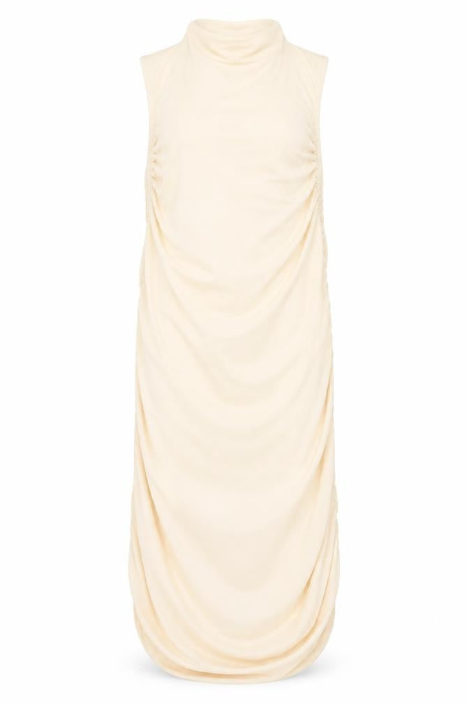 NA-KD Womens Ivory Cotton A-Line Size XL Mock Neck Pullover