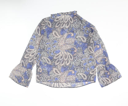 Back view of Red Herring women’s multicoloured paisley polyester basic blouse, size UK 10, round neck - frill