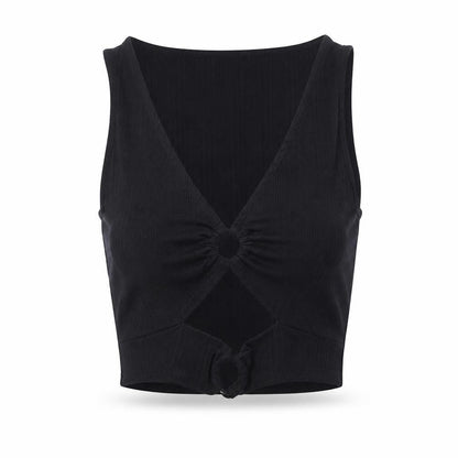 Stradivarius Womens Black Polyester Basic Tank Size S V-Neck