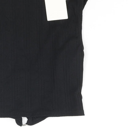 Stradivarius Womens Black Polyester Basic Tank Size S V-Neck