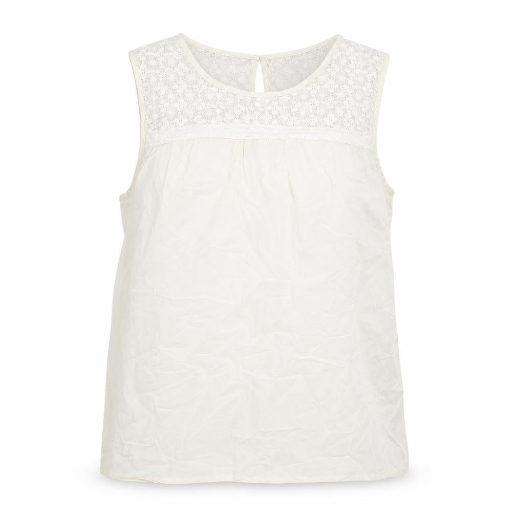 Marks & Spencer Womens Ivory Cotton Basic Tank Size 14 Round Neck