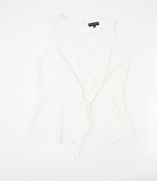 Dorothy Perkins Womens White Polyester Basic Blouse Size 16 Round Neck