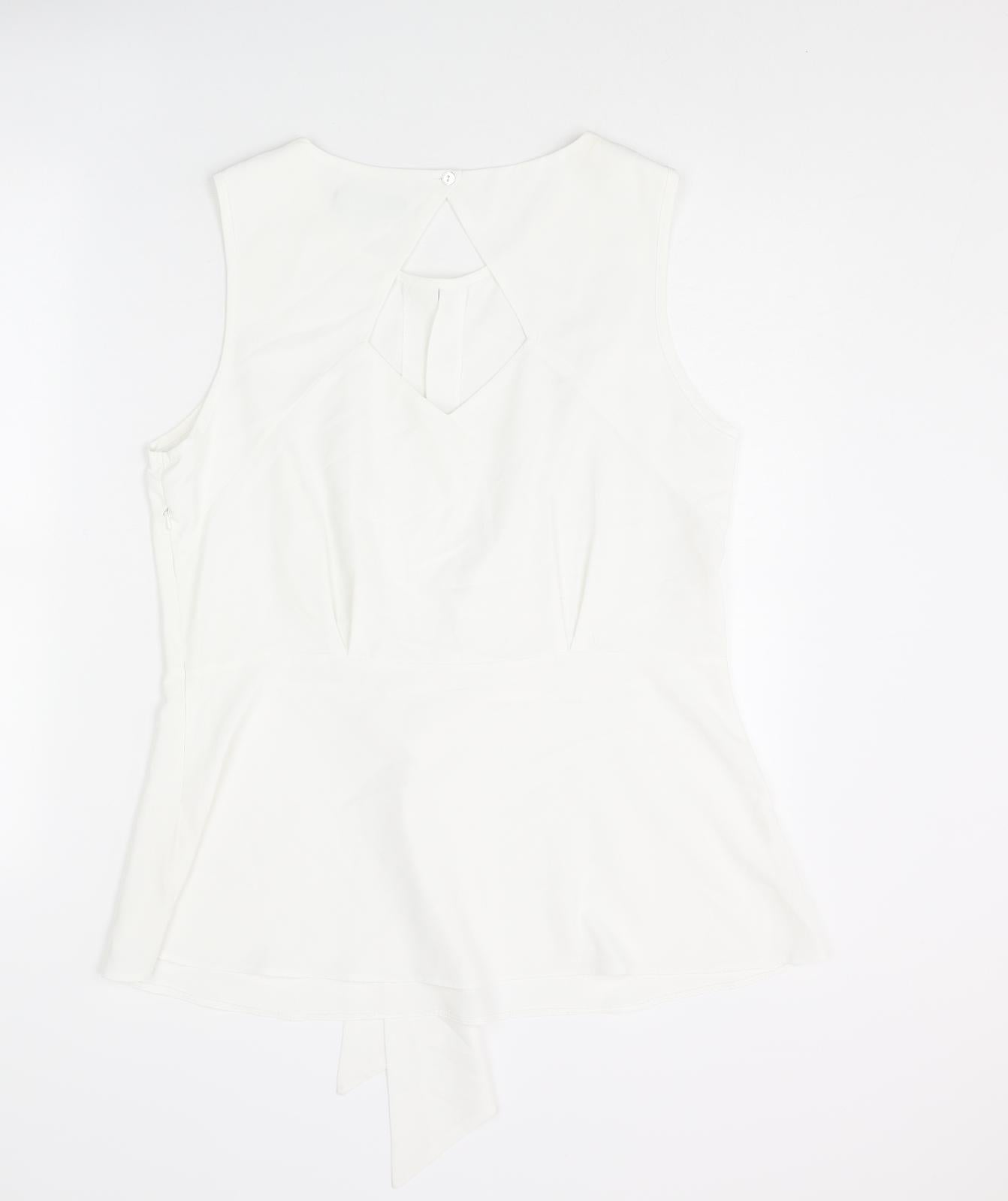 Dorothy Perkins Womens White Polyester Basic Blouse Size 16 Round Neck