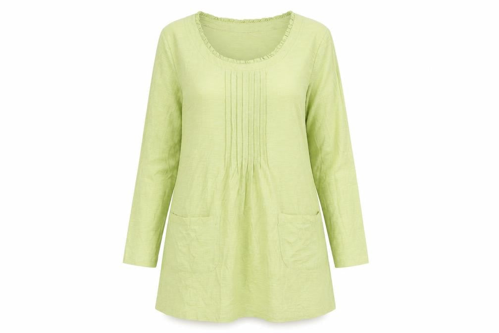 Tara Clothing Womens Green Cotton Jumper Dress Size 10 Scoop Neck Pullover