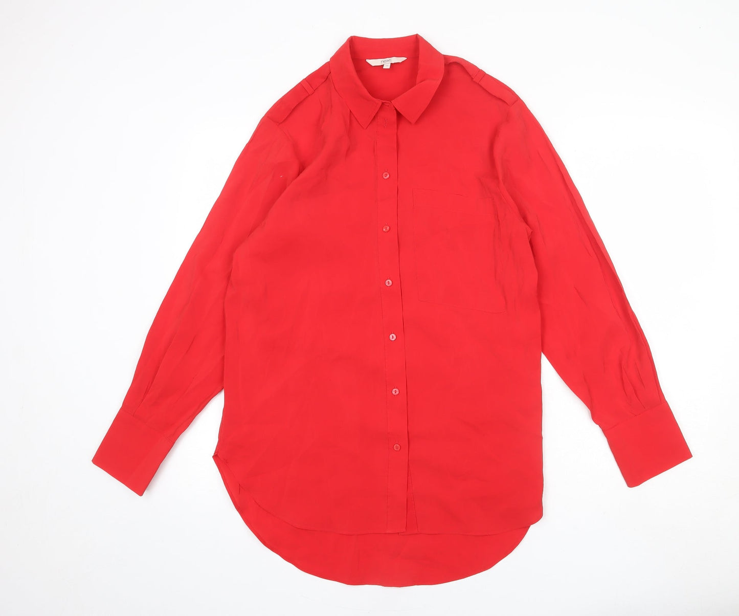 NEXT Womens Red Modal Basic Button-Up Size 10 Collared