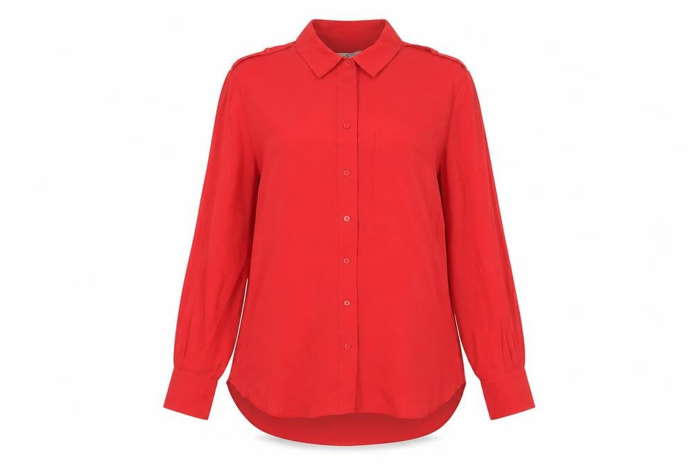 NEXT Womens Red Modal Basic Button-Up Size 10 Collared