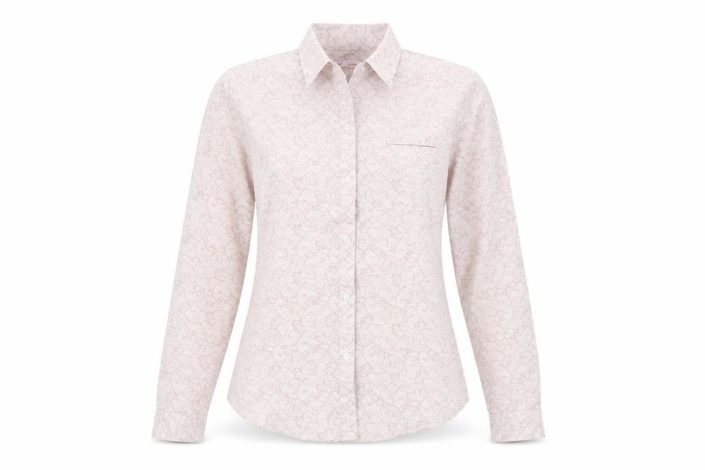 NEXT Womens Pink Geometric Cotton Basic Button-Up Size 12 Collared
