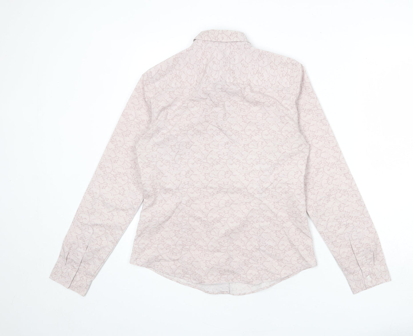 NEXT Womens Pink Geometric Cotton Basic Button-Up Size 12 Collared