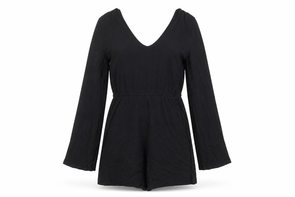 Monki Womens Black Polyester Playsuit One-Piece Size S L3 in Tie