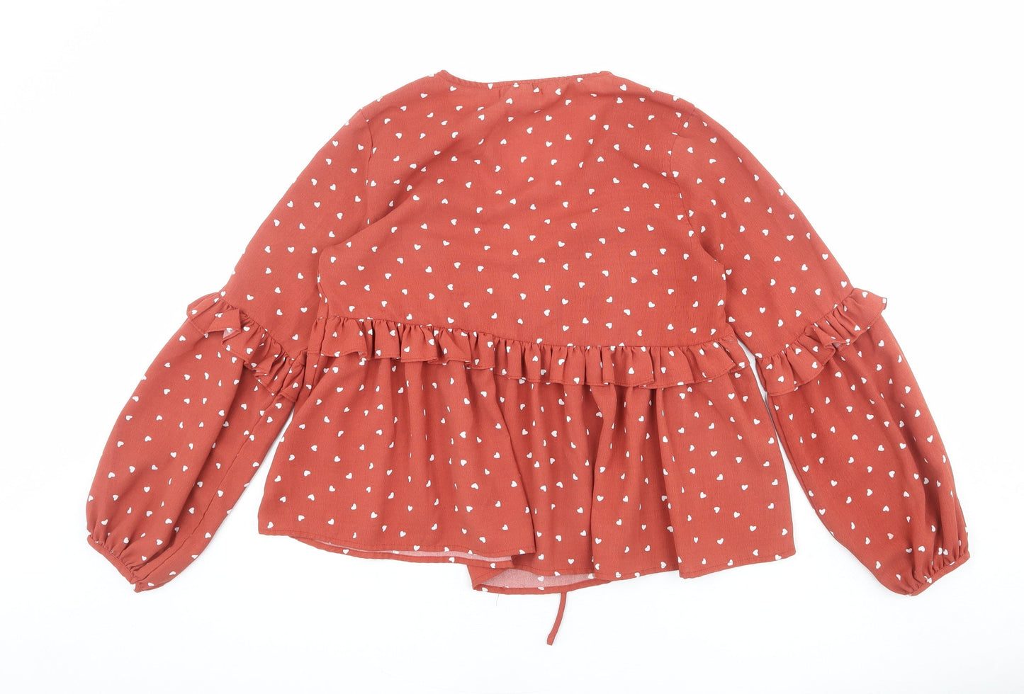 Vera & Lucy Womens Red Geometric Viscose Basic Blouse Size S V-Neck