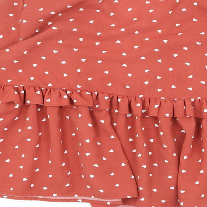 Vera & Lucy Womens Red Geometric Viscose Basic Blouse Size S V-Neck