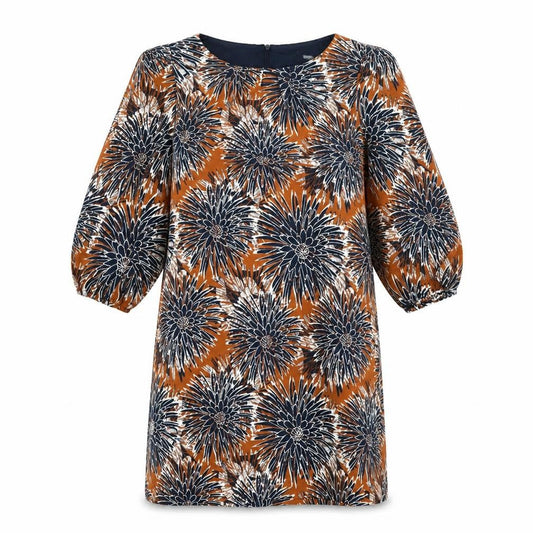 H&M Womens Multicoloured Floral Polyester Shirt Dress Size 10 Round Neck Zip