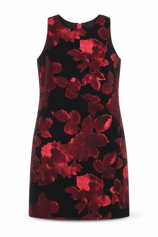 NEXT Womens Black Floral Polyester Shift Size 10 Round Neck Zip