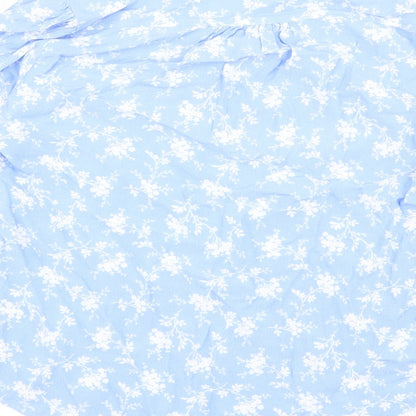 Per Una Womens Blue Floral Viscose Basic Blouse Size 8 V-Neck