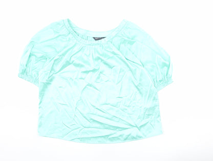 Marks & Spencer Womens Green Polyester Basic Blouse Size 6 Round Neck