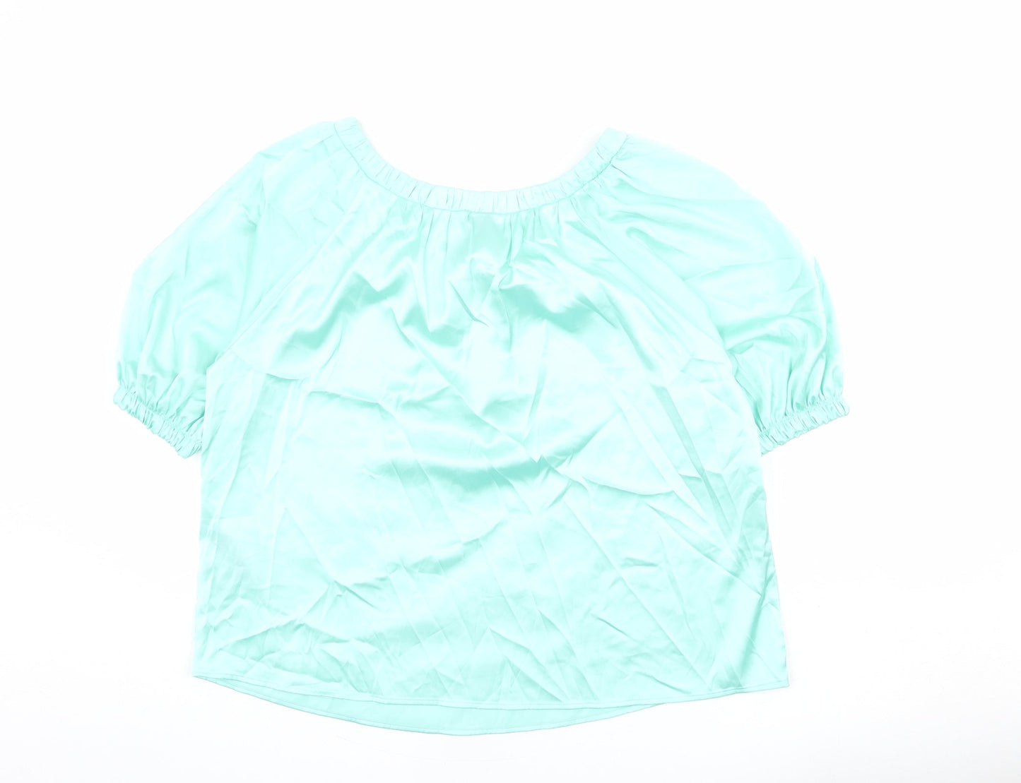 Marks and Spencer Womens Green Polyester Basic Blouse Size 6 Round Neck