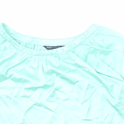 Marks & Spencer Womens Green Polyester Basic Blouse Size 6 Round Neck