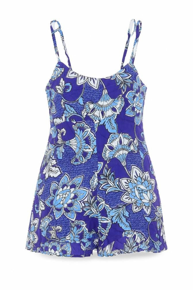 Select Womens Blue Floral Viscose Playsuit One-Piece Size 10 L3 in Pullover