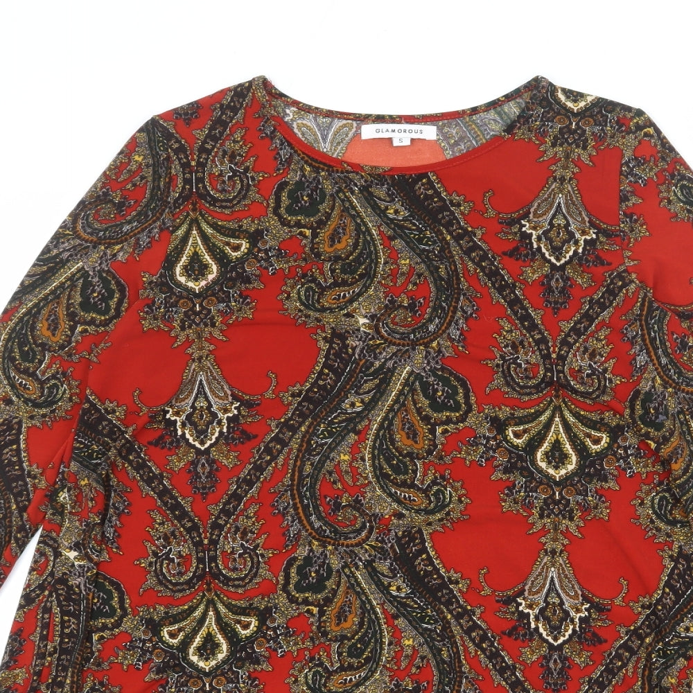 Glamorous Womens Multicoloured Geometric Polyester A-Line Size S Round Neck Pullover