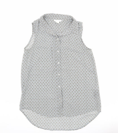 H&M Womens Multicoloured Geometric Polyester Basic Button-Up Size 8 Collared